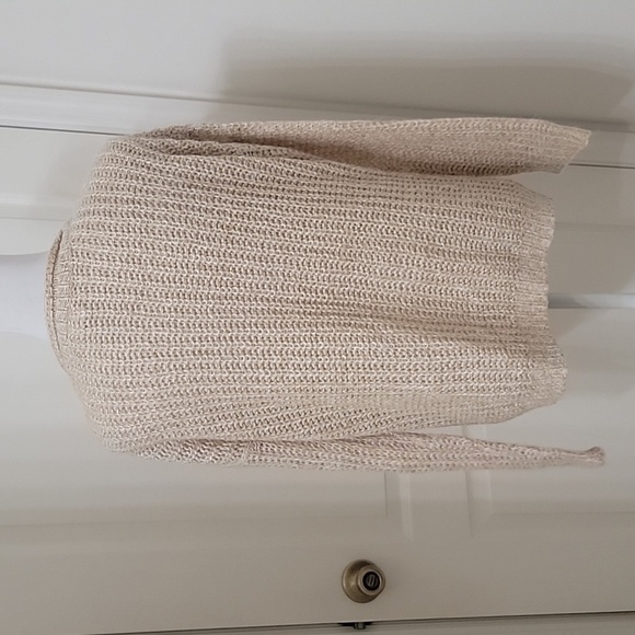 Essentials by Full Tilt Oatmeal Colored Button Front Loose Knit Cardigan Sweater - Picture 4 of 12